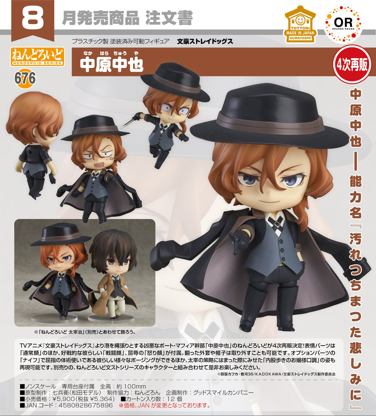 Good Smile 黏土人 676 中原中也 (再販) 《文豪Stray Dogs》